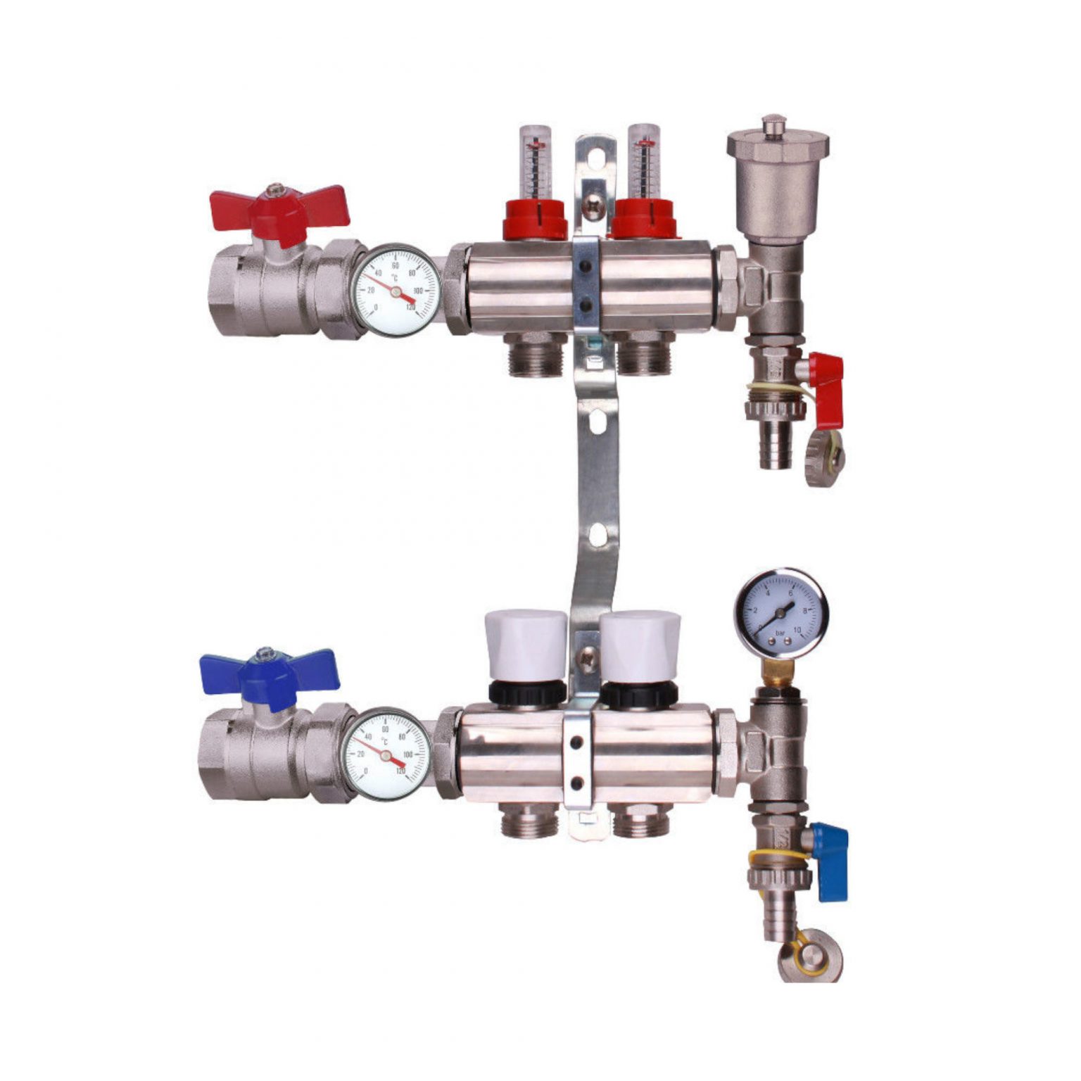 Premium Brass Bodied Underfloor Heating Manifold With Temperature Gauge