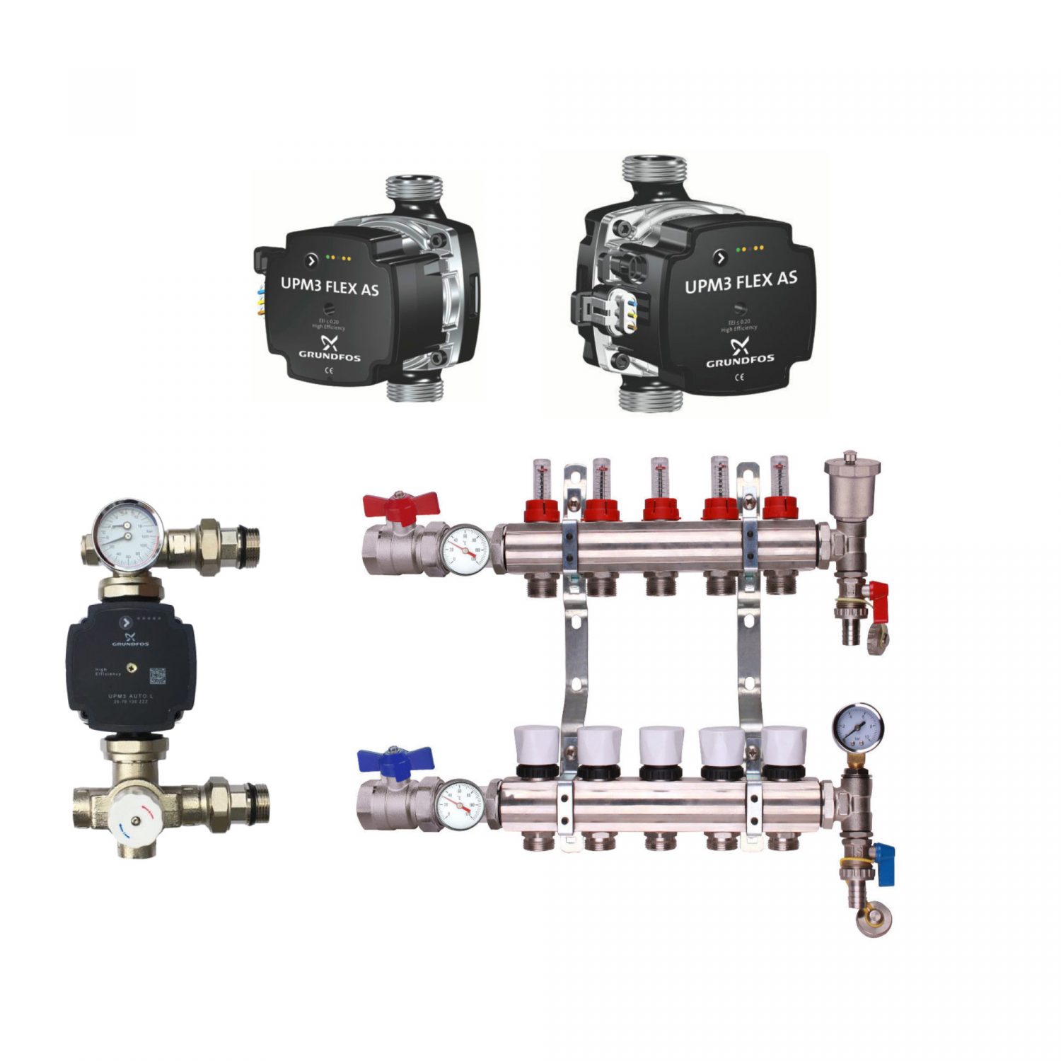 Grundfos Pump With Underfloor Heating Manifold And Pump Pack & Valves - Grundfos A Rated Pump - 2 to 12 Ports - Image 8