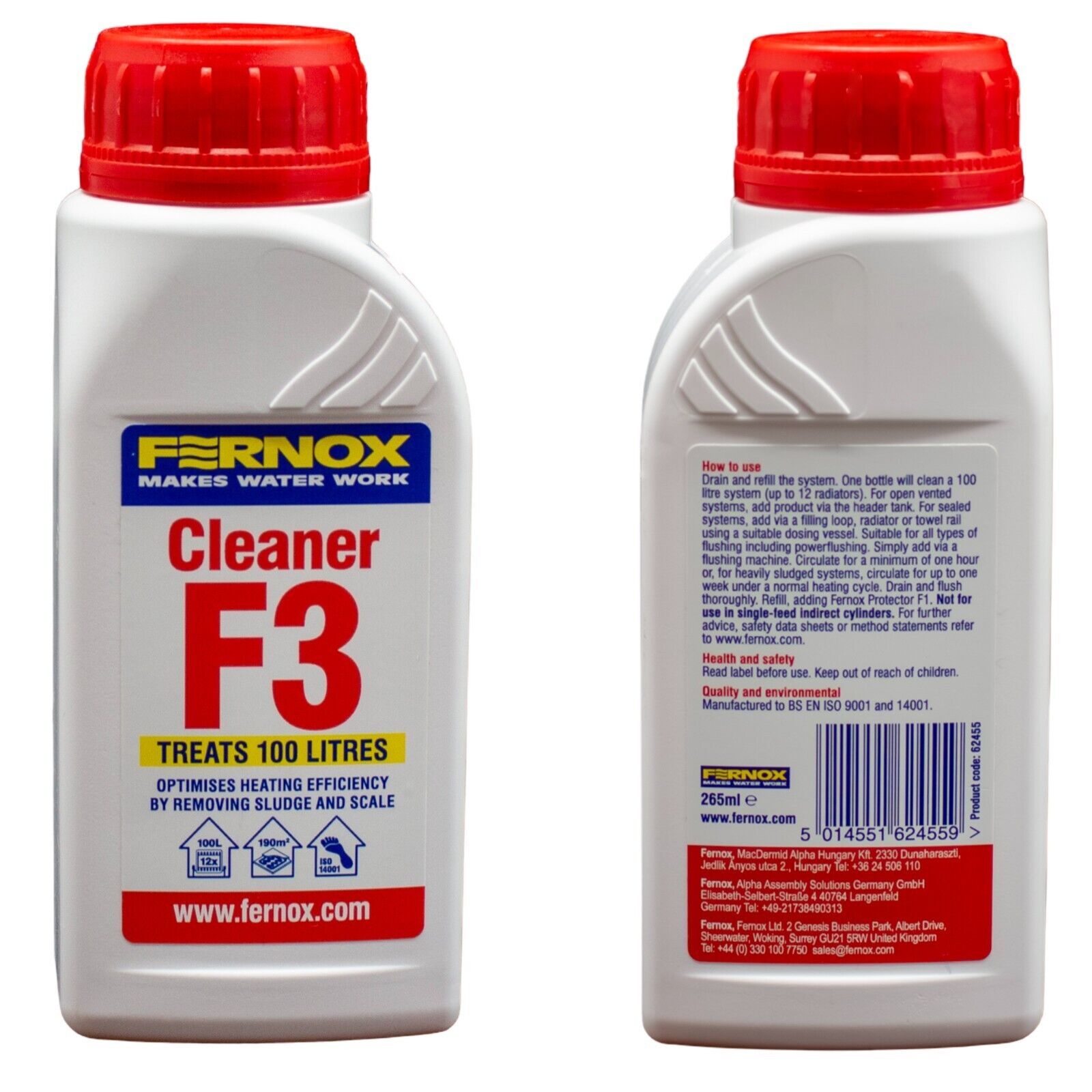 Fernox F3 Cleaner 256ml Safe PH Neutral Underfloor & Central Heating Systems
