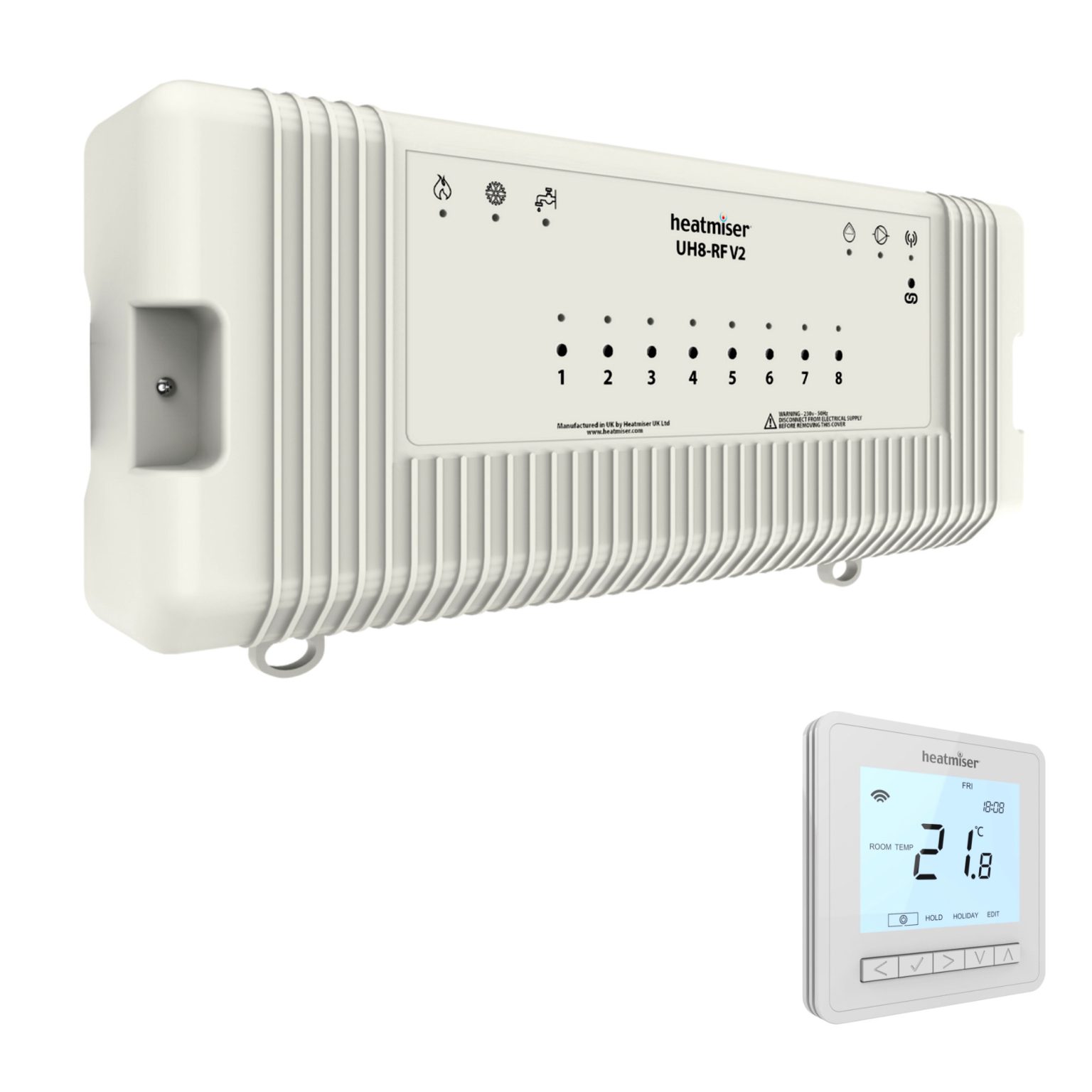 Heatmiser UH8 RF V2+ NeoAir V3 Thermostats White 8 Zone Wireless