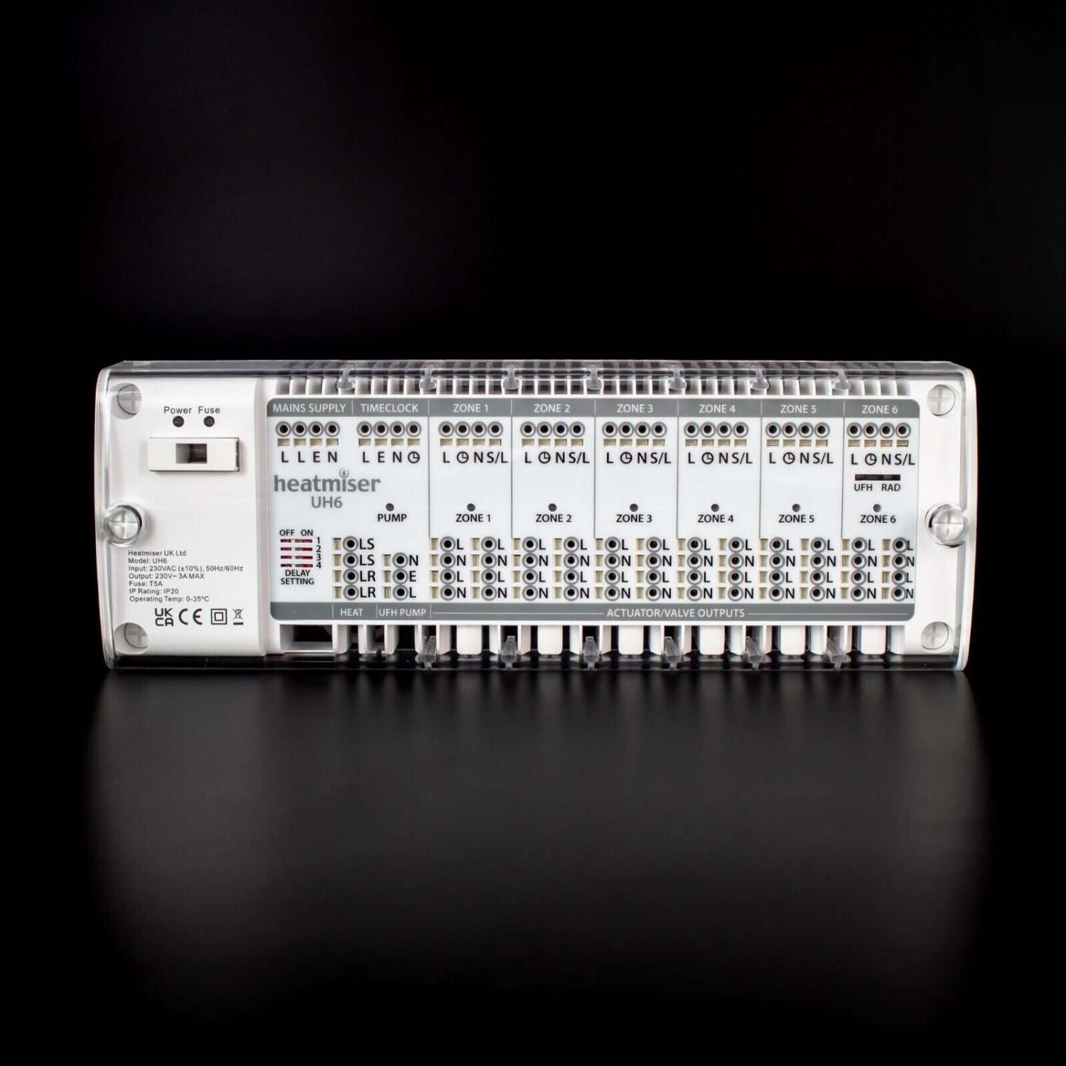 Heatmiser UH6 Compact 6 Zone 230v Wiring Centre for Water Underfloor Heating - Image 2