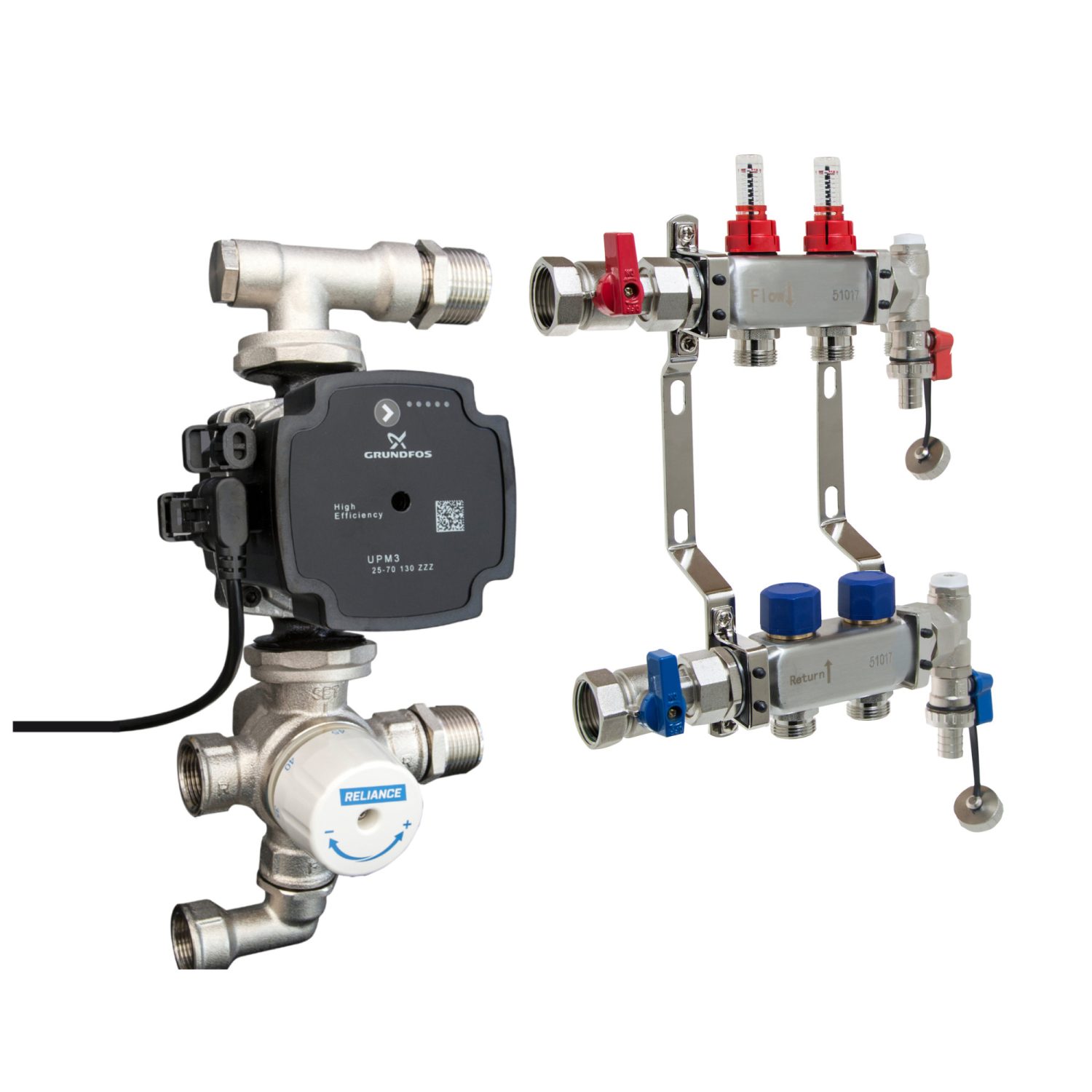 Reliance Manifold and Thermoguard Valves Pack with Grundfos Pump - A Rated Pump - 2 to 12 Ports