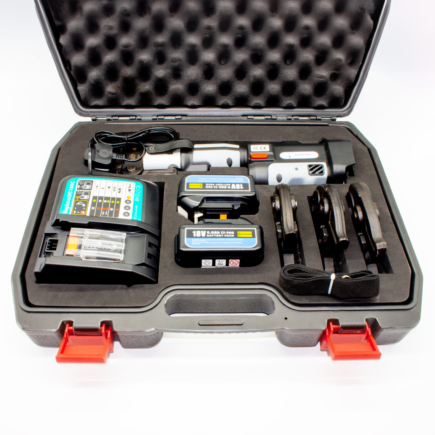 MLCP Press Fitting Tool Automatic Profile Press Fit Kit Tool With 4 Jaws 16mm-32mm & 2 x 18V Batteries - Image 8