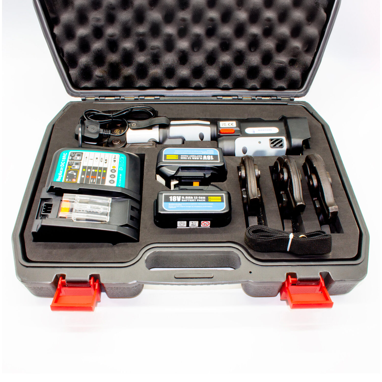 MLCP Press Fitting Tool Automatic Profile Press Fit Kit Tool With 4 Jaws 16mm-32mm & 2 x 18V Batteries - Image 5