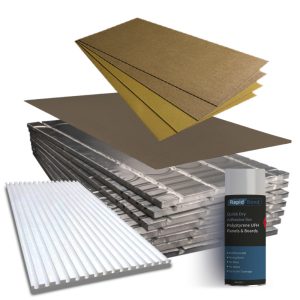 Rapid Response Foil Coated Underfloor Heating Overlay Board System - For 15mm and 16mm Pipe - EPS400 1200x600mm, 20mm Thickness