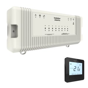 Heatmiser UH8 RF V2+ NeoAir V3 Thermostats Black- 8 Zone Wireless Wiring Centre Water Underfloor Heating