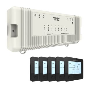 Heatmiser UH8 RF V2+ NeoAir V3 Thermostats - White, Silver or Black - 8 Zone Wireless Wiring Centre Water Underfloor Heating