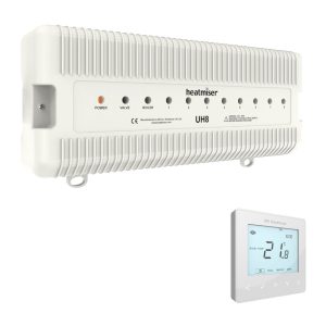 Heatmiser UH8 + NeoStat V3 Thermostats White - 8 Zone Wired With WiFi Control Wiring Centre For Water Underfloor Heating