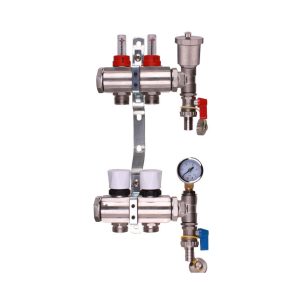 Premium Brass Bodied Underfloor Heating Manifold With Pipe Connectors - 2 to 12 Ports