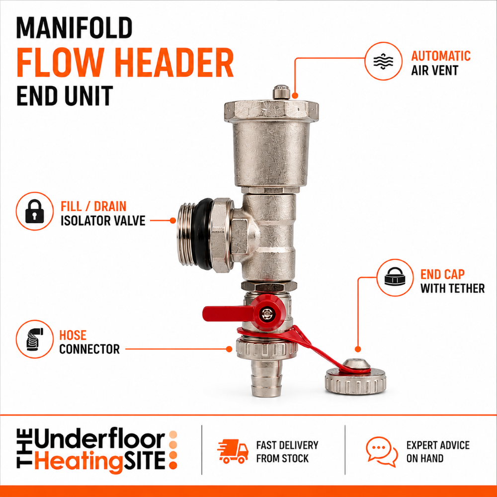 Premium Brass Bodied Underfloor Heating Manifold With Pipe Connectors - 2 to 12 Ports - Image 2