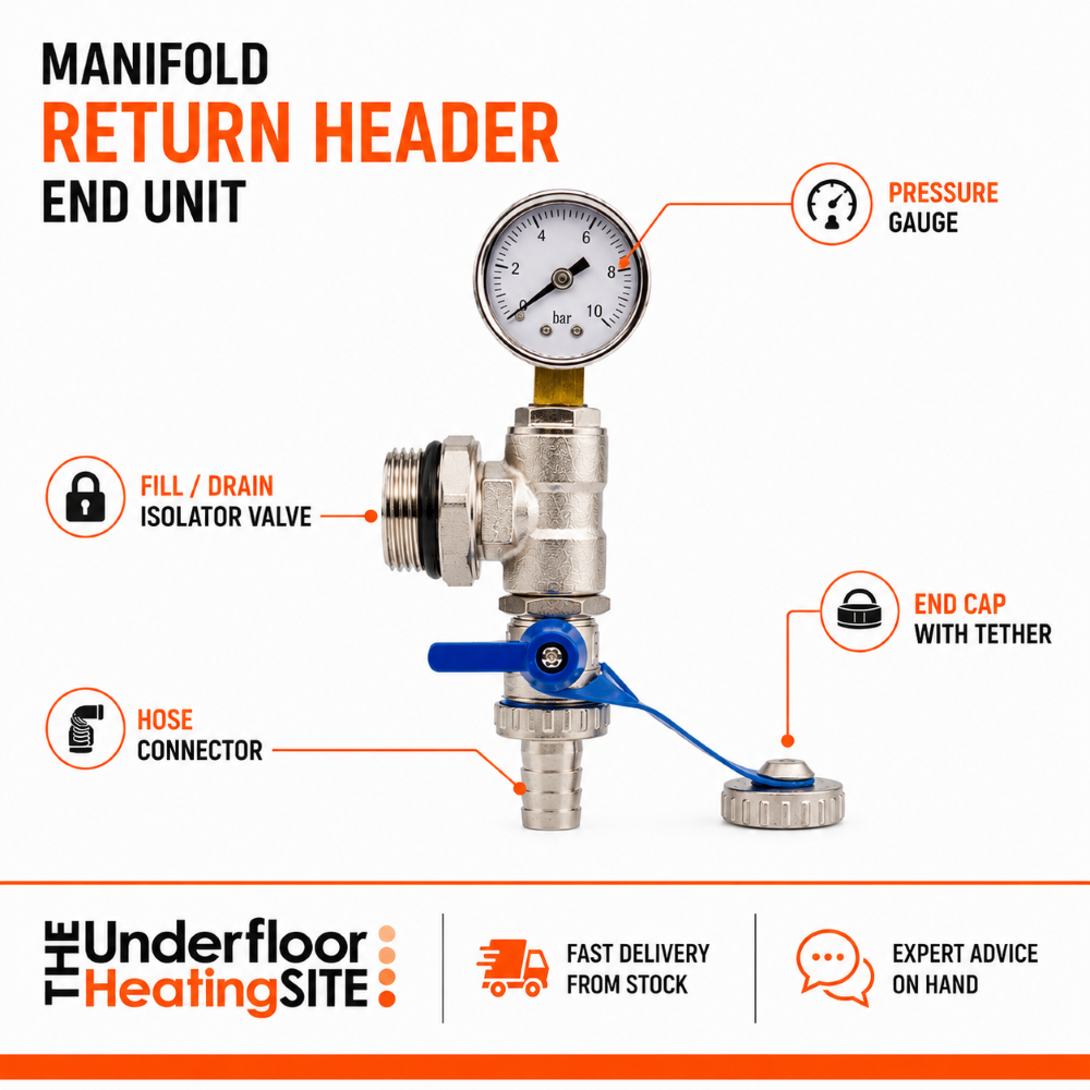 Premium Brass Bodied Underfloor Heating Manifold With Pipe Connectors - 2 to 12 Ports - Image 3